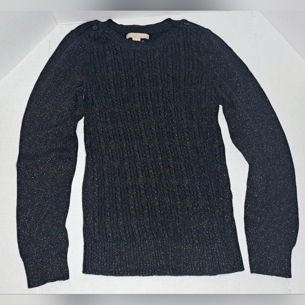 Banana Republic Black Metallic Sweater Women Size M